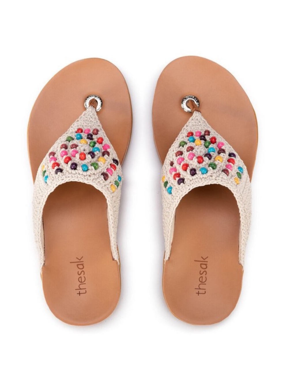 The Sak Shana Multicolored Bali Beaded Thong Flip Flop Sandals Womens Size 8